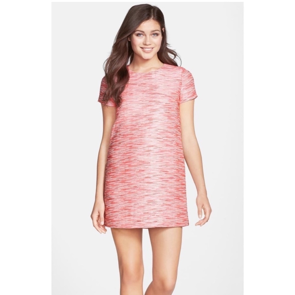 CeCe by Cynthia Steffens Pink Jacquard Shift Dress